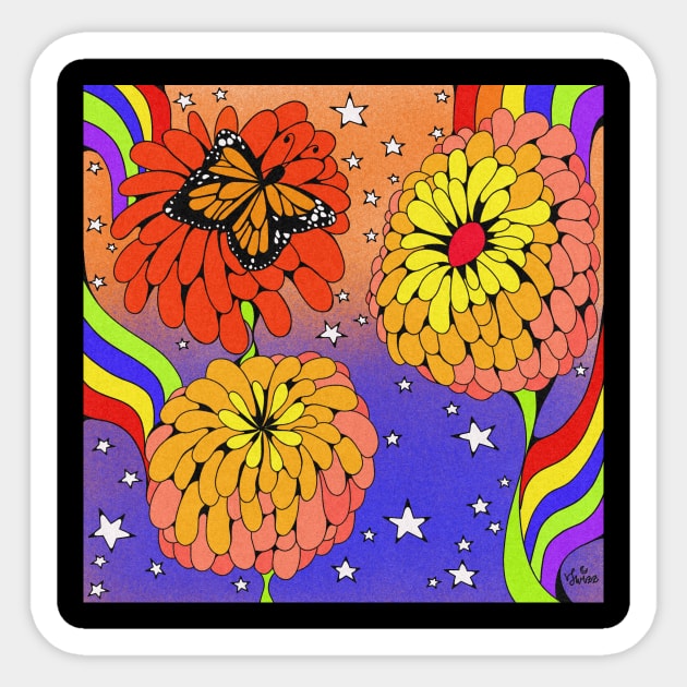 ⭐️ Zany for Queen Lime Orange Blush Zinnias ⭐️ Sticker by vswizzart